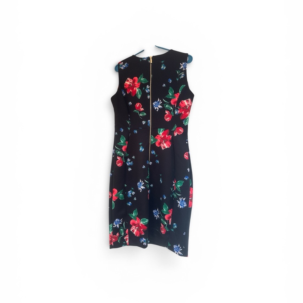 Calvin Klein Black Midi Dress with Red Floral Print - Picture 2 of 3